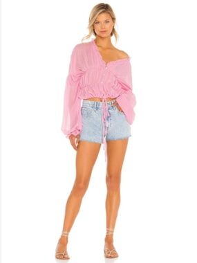 SNDYS Bali Top in Baby Pink Ruffle Top